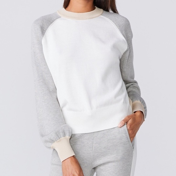 NWT Monrow Color Block Sweater in Bone - Picture 1 of 11